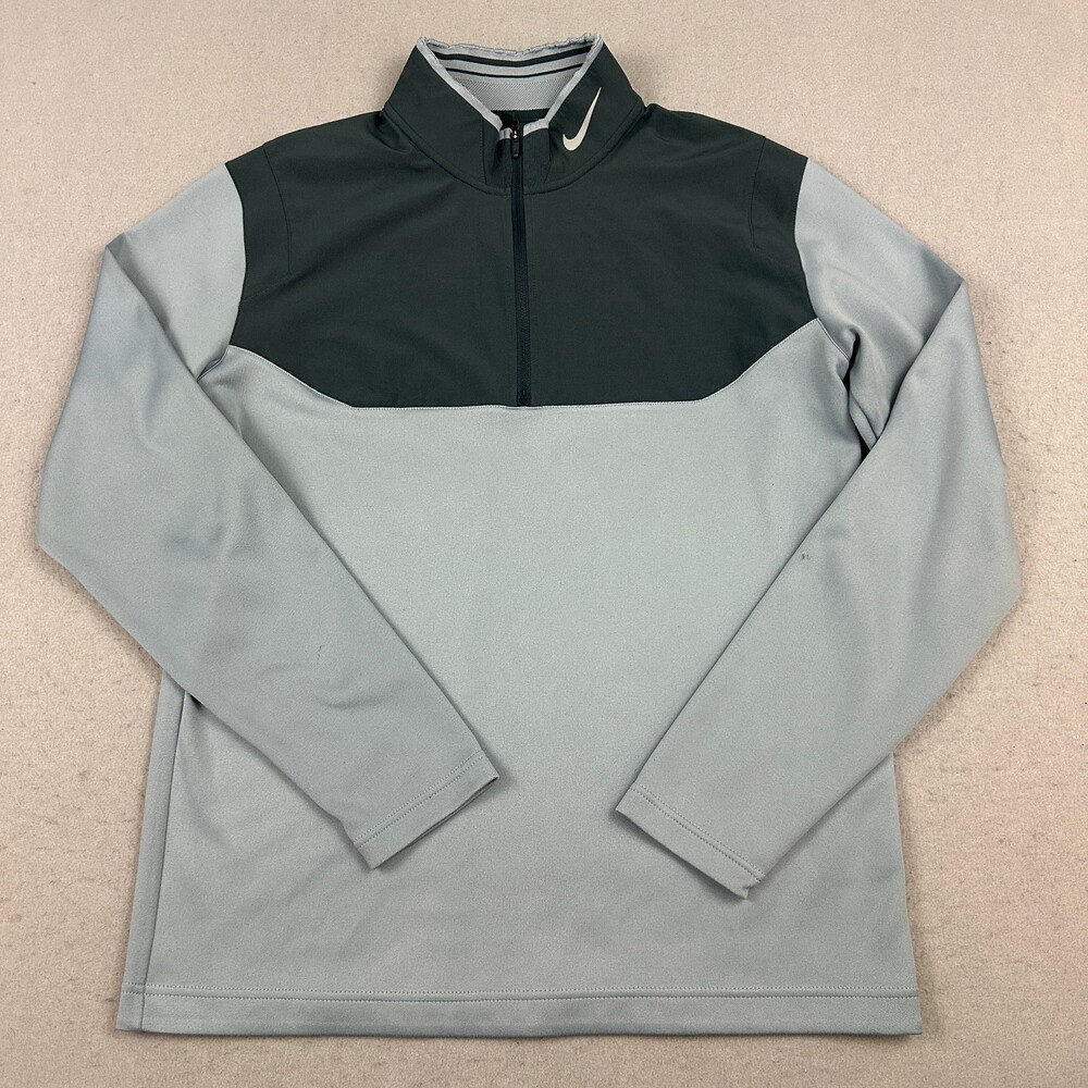 Nike Golf Sweater Men Medium Gray Solid 1/4 Zip Tour Performance Pullover M *